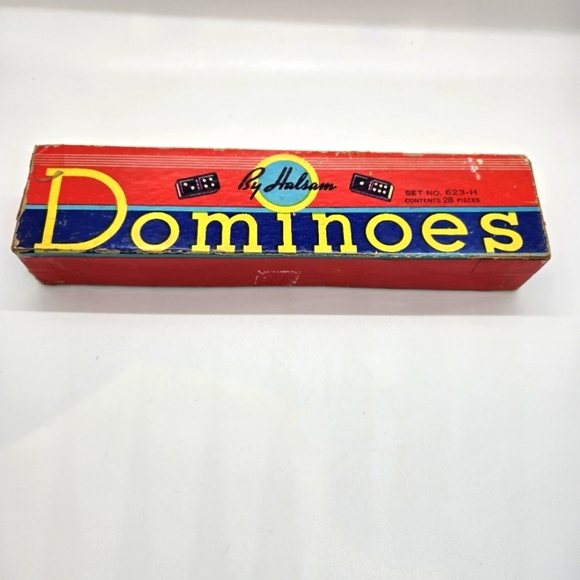 Vintage Set of Halsam Dominoes Set No. 623-H 28‎ Pieces - Picture 1 of 10